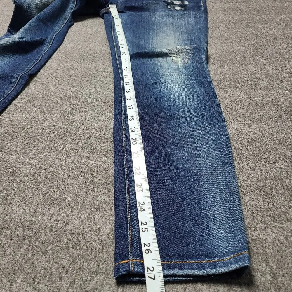 Current Elliott‎ The Stiletto Jeans Old Blue Repair Distressed Size 27